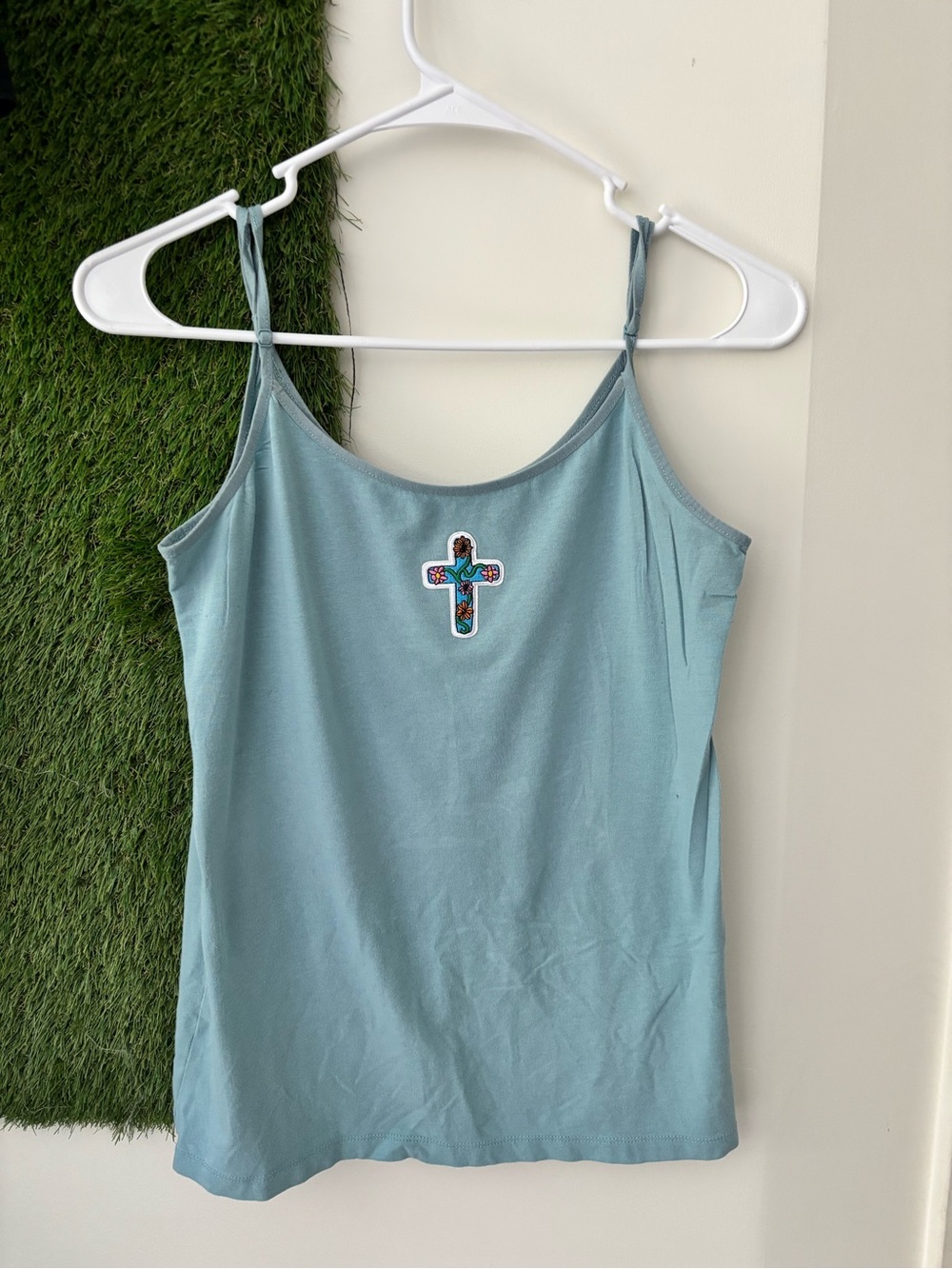 Patch Cross Tank in Blue Size Medium
